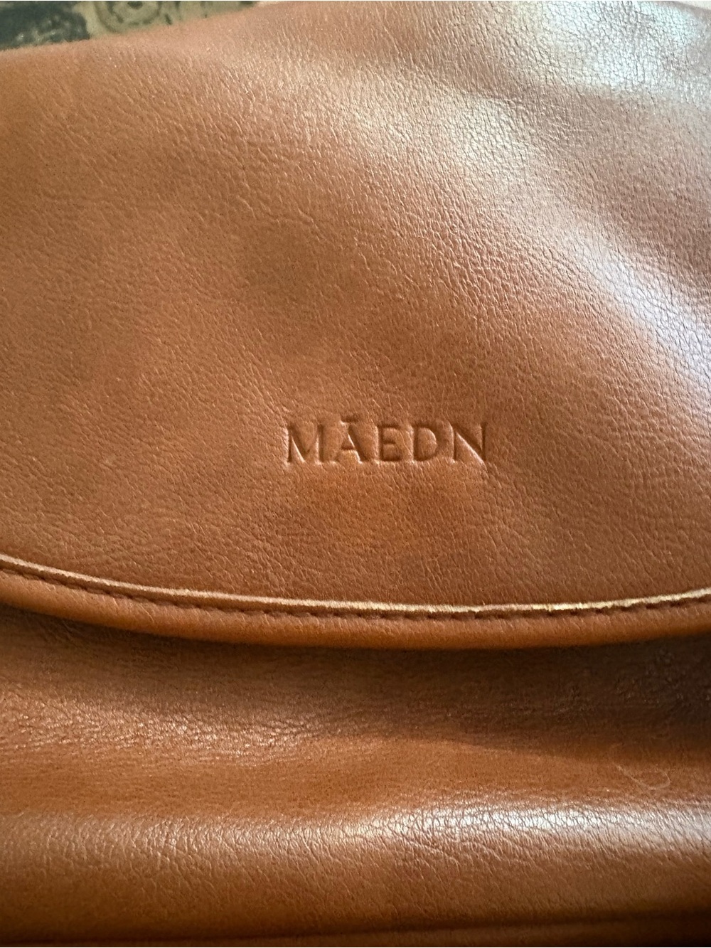 MAEDN Embossed Leather Crossbody Bag - Cognac Brown
